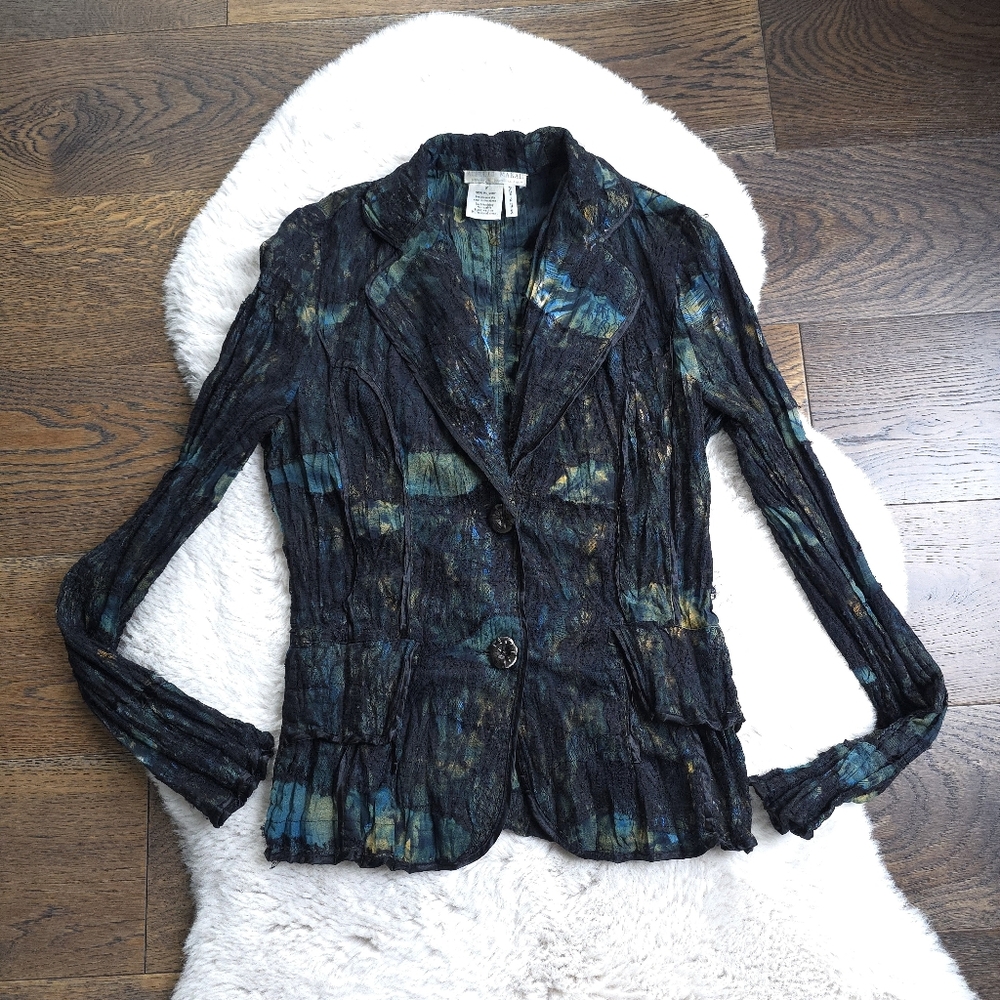 Vintage Alberto Makali Y2K Whimsigoth Forest Fairy Distressed Lace Jacket Top